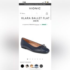 Vionic Klara Navy Ballet Flats